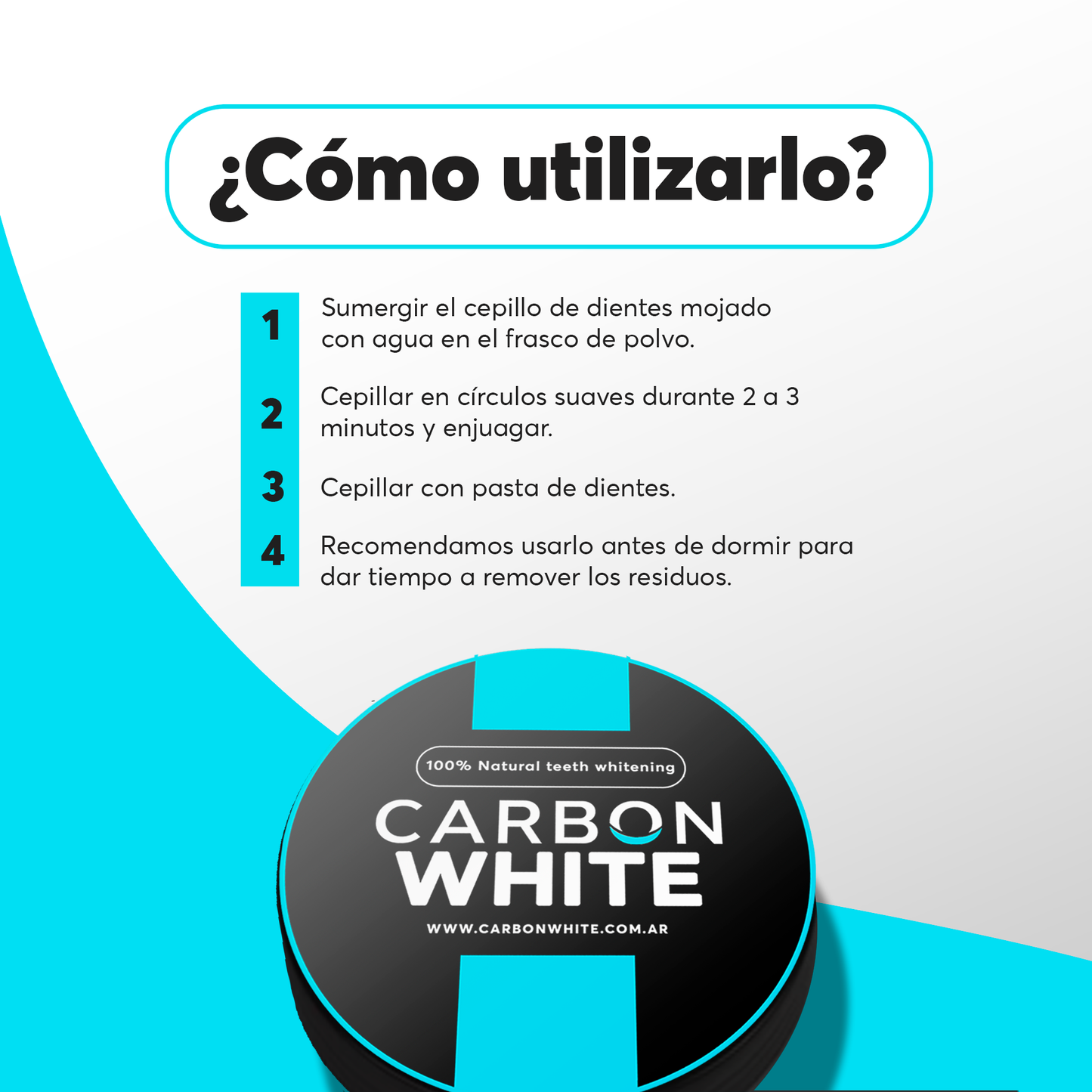 Blanqueador Dental Orgánico Carbon Activado Vegetal Dientes Blancos