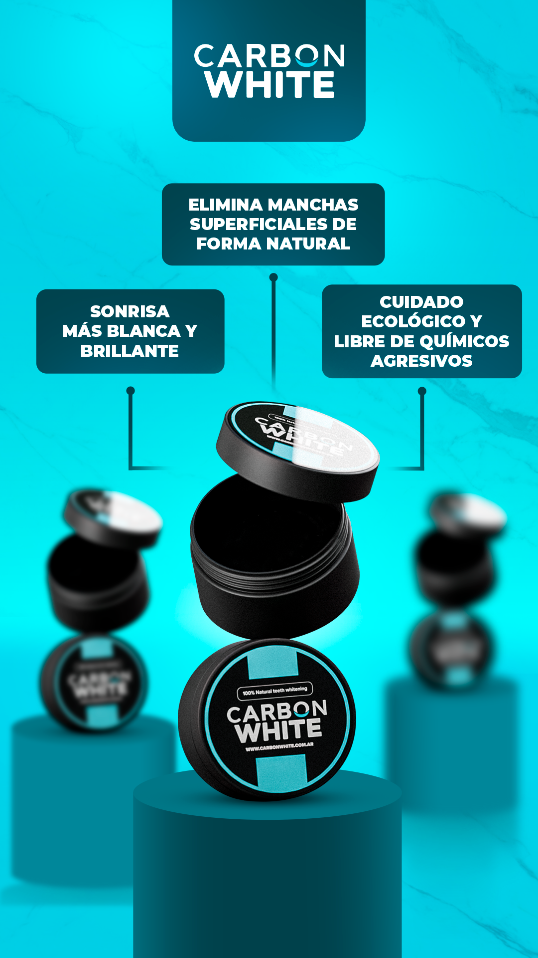 Blanqueador Dental Orgánico Carbon Activado Vegetal Dientes Blancos